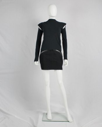 Maison Martin Margiela black jumper with square front and cold shoulder — fall 2001