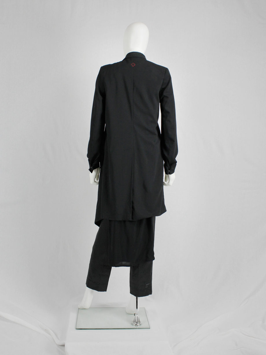 A.F. Vandevorst black asymmetric coat with draped volume