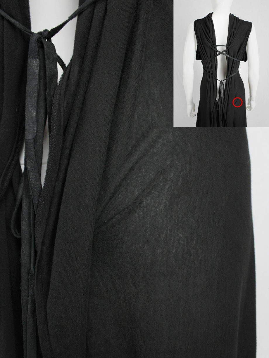 vaniitas vintage Ann Demeulemeester black grecian dress with open back and leather straps (9)