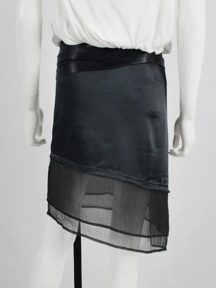 vaniitas vintage Ann Demeulemeester black skirt with wrapped belts and sheer trim (6)