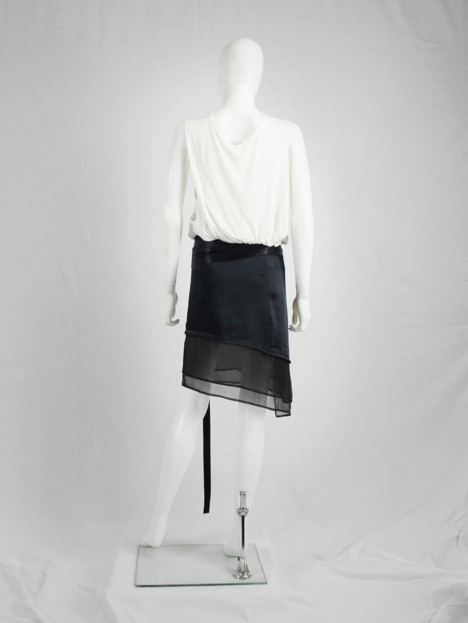 vaniitas vintage Ann Demeulemeester black skirt with wrapped belts and sheer trim (8)