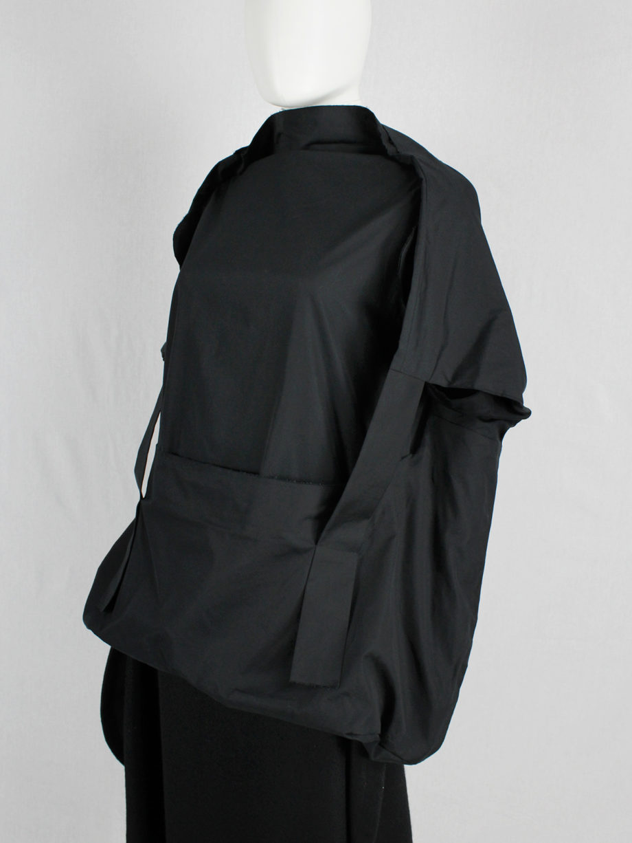 Comme des Garçons black sculptural top with strapped pouch — spring 2014