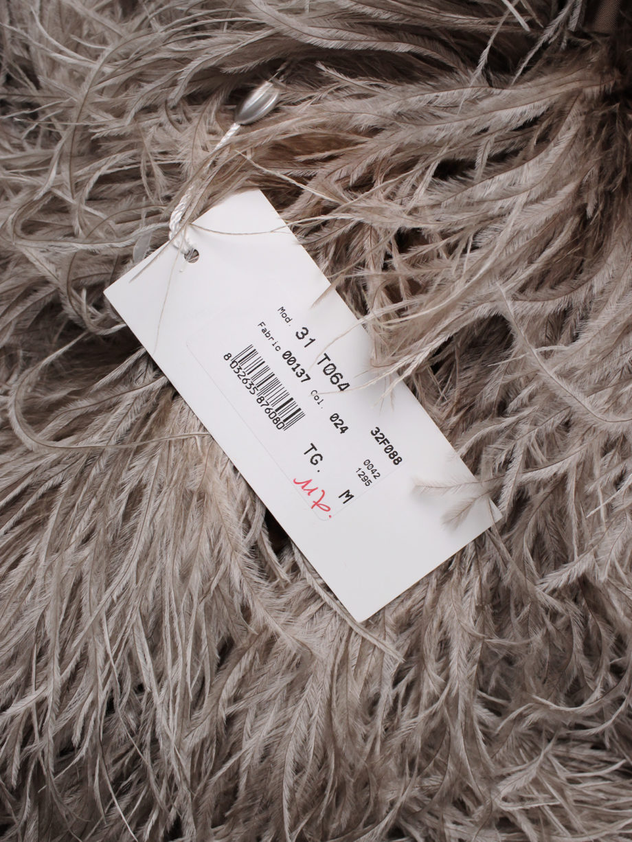 Maison Martin Margiela beige ostrich feather vest with 'Modèle déposé' label — fall 2004