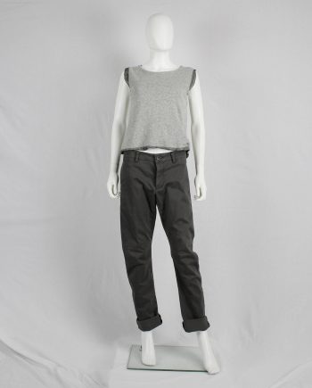 Maison Martin Margiela grey knit top with longer exposed lining — fall 1997