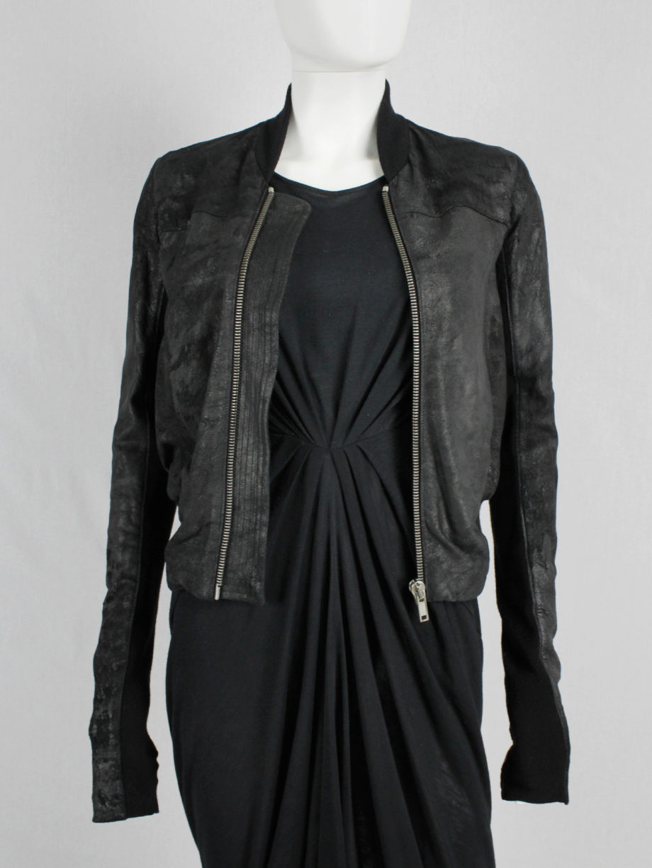 vaniitas vintage Rick Owens black leather bomber jacket with pleated back (1)