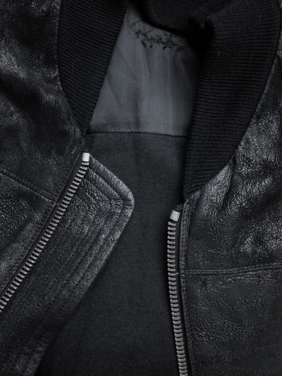 vaniitas vintage Rick Owens black leather bomber jacket with pleated back (13)