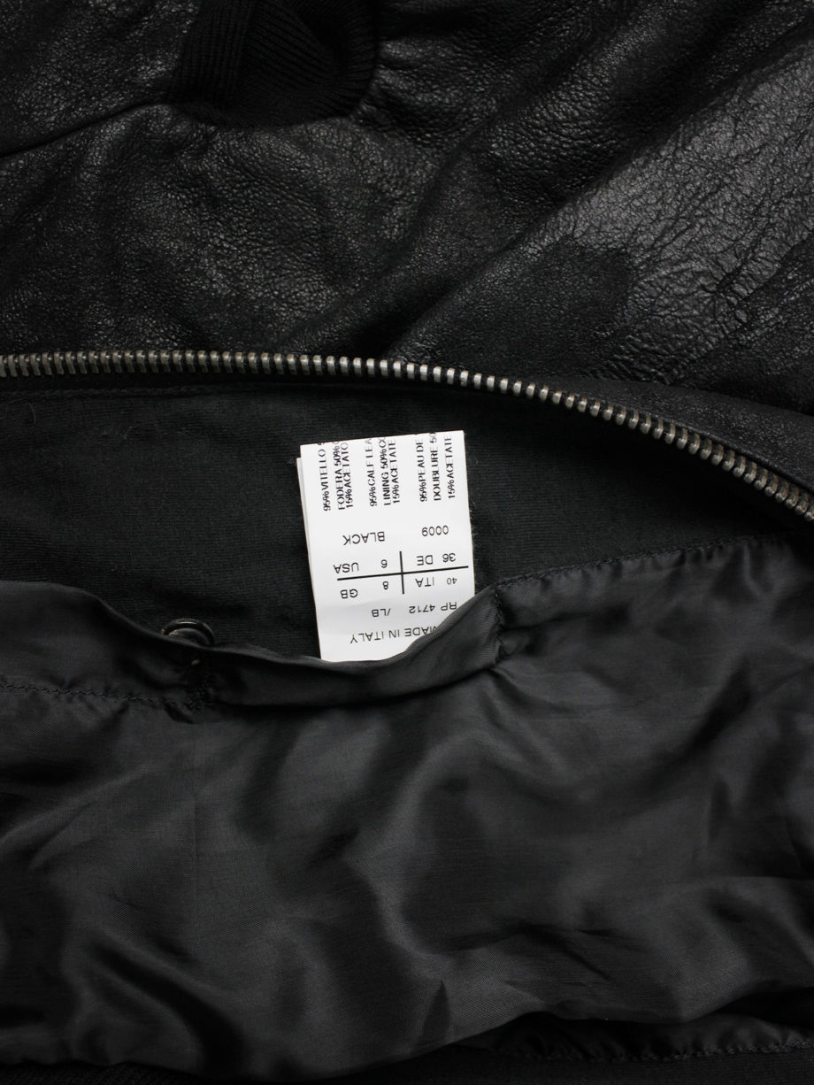 Rick Owens black leather bomber jacket with pleated back