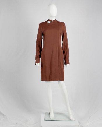 A.F. Vandevorst burnt orange dress with cutout at the neck and back panel — fall 2010