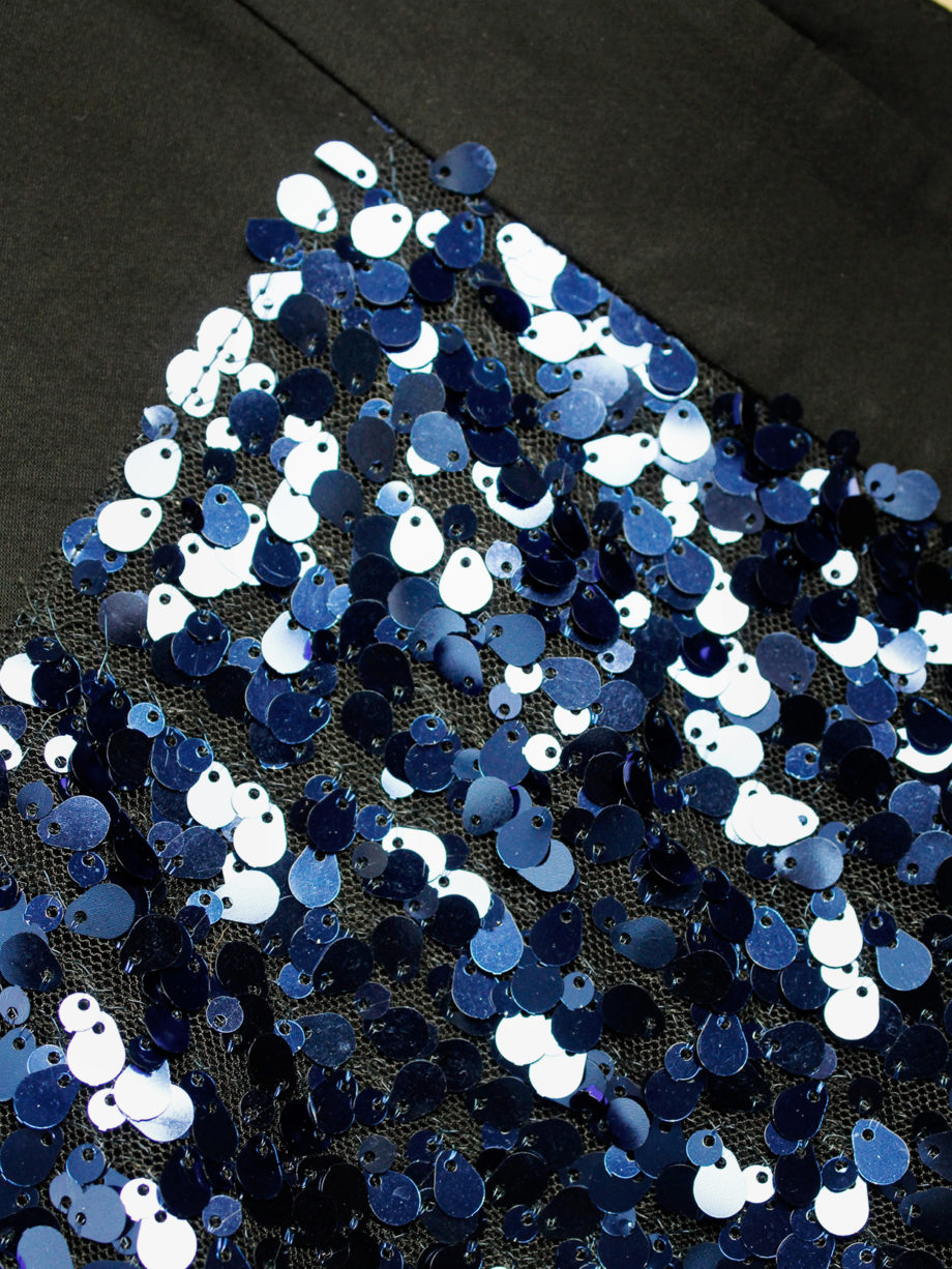 Ann Demeulemeester black wrap skirt with blue sequinned panel 1990s (10)