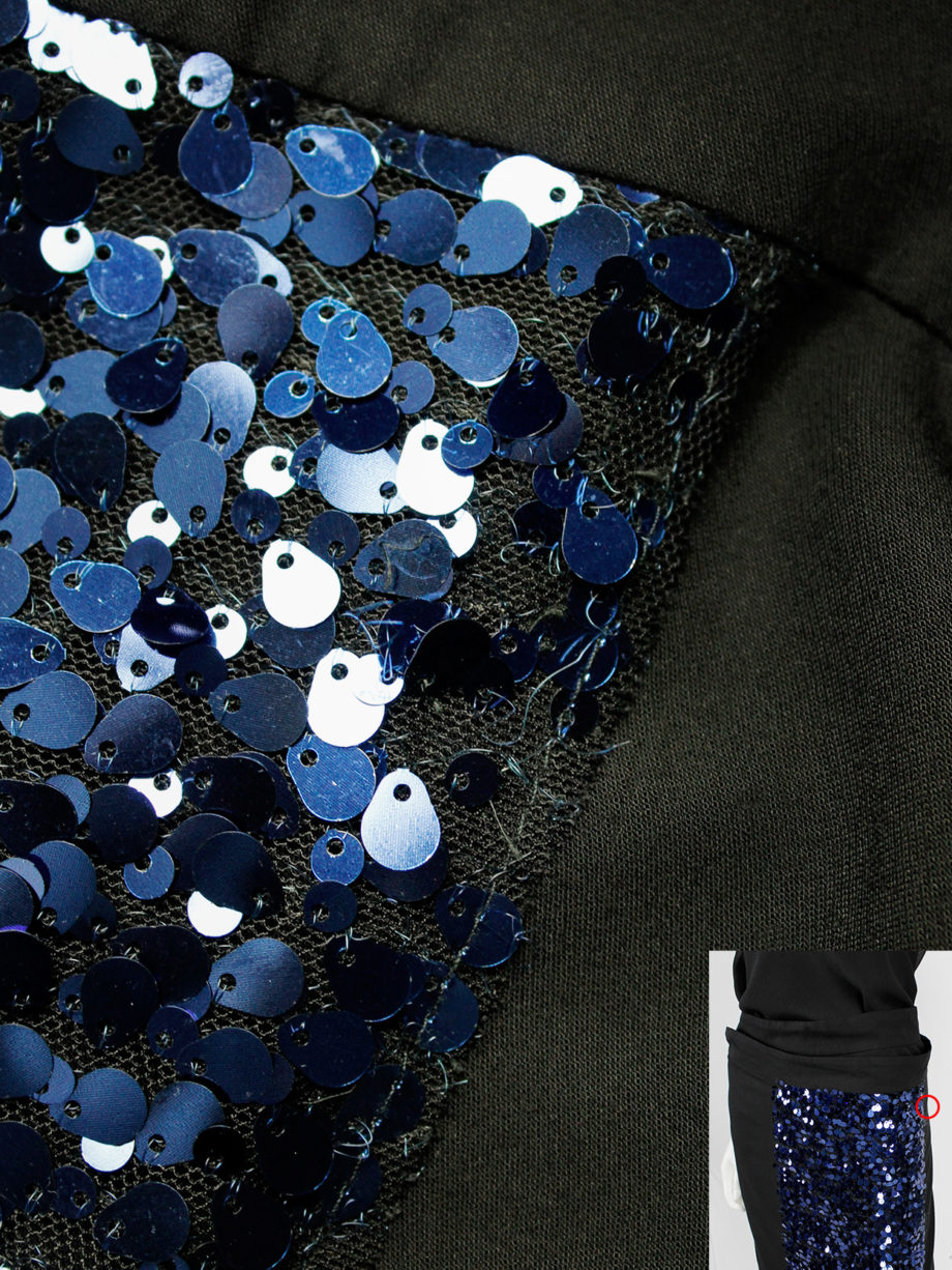 Ann Demeulemeester black wrap skirt with blue sequinned panel 1990s (11)