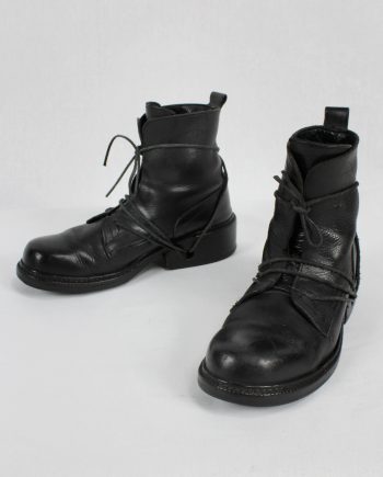 Dirk Bikkembergs black tall boots with laces through the soles (41) — mid 90's