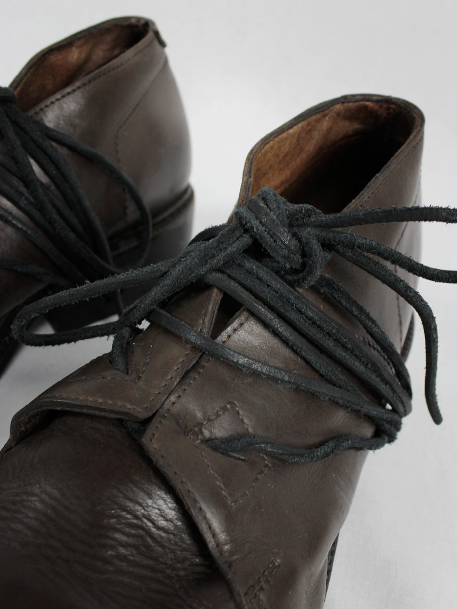 Dirk Bikkembergs brown derby shoes with laces through the soles (40/41) — fall 1994