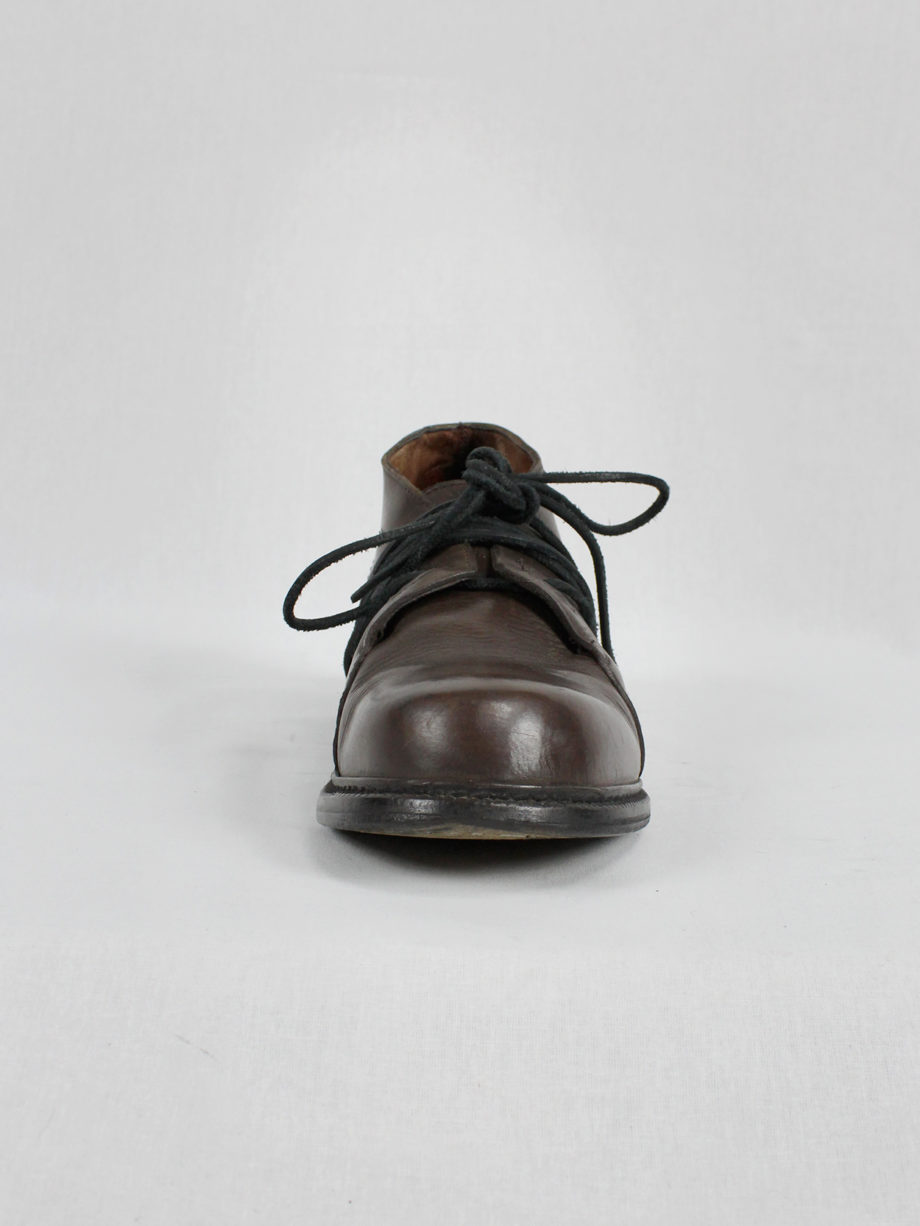 Dirk Bikkembergs brown derby shoes with laces through the soles fall 1994 (17)