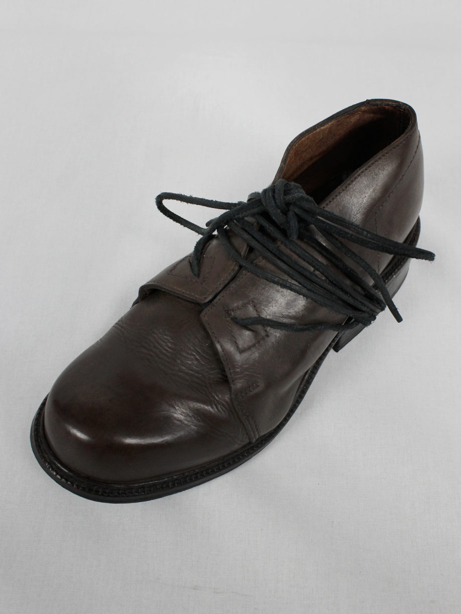 Dirk Bikkembergs brown derby shoes with laces through the soles fall 1994 (5)