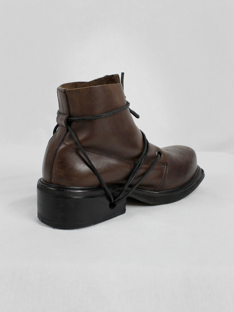 Dirk Bikkembergs brown mountaineering boots with laces through the soles 90s 1990s (17)