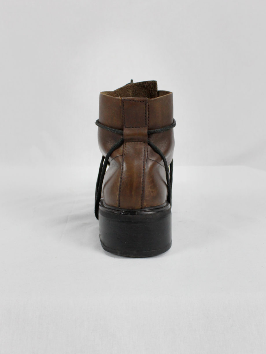 Dirk Bikkembergs brown mountaineering boots with laces through the soles 90s 1990s (18)