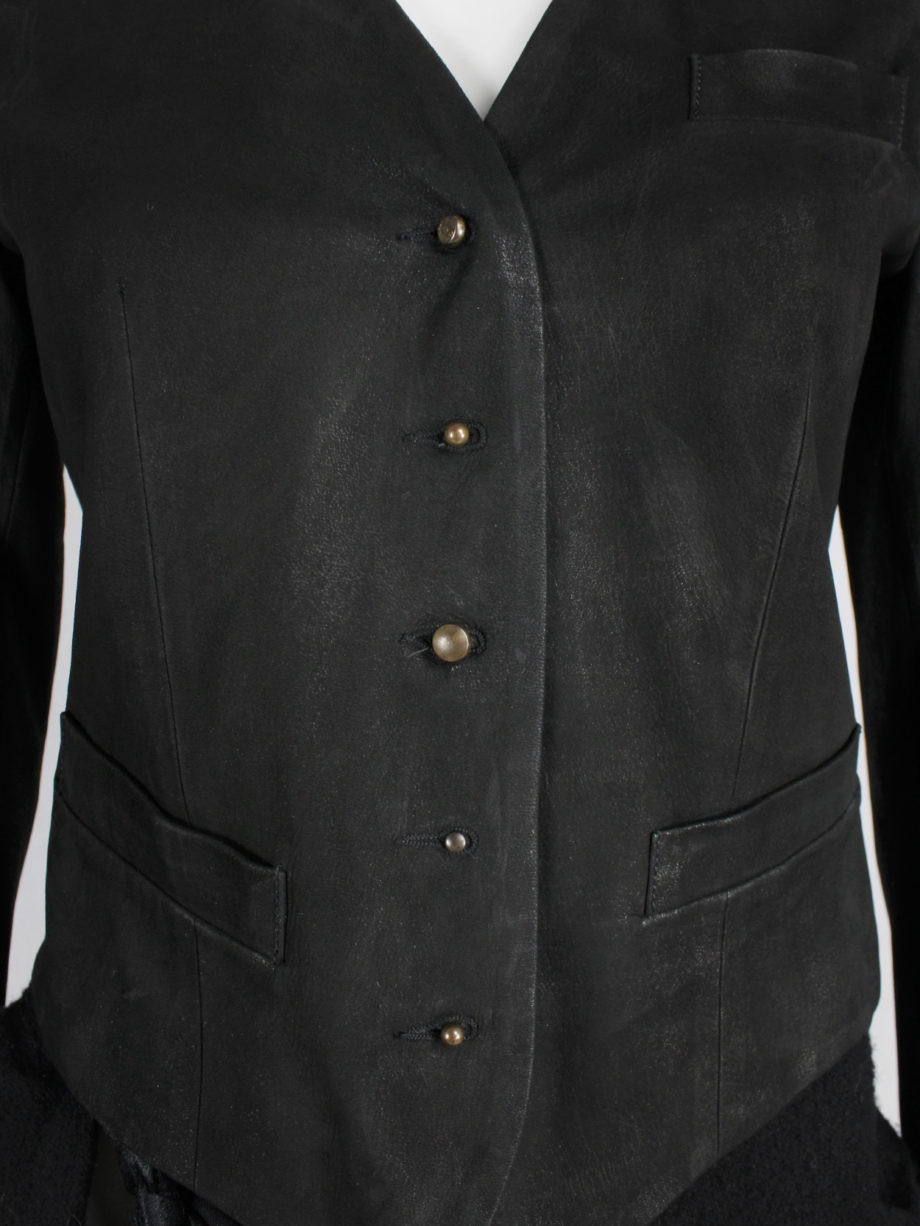 Isaac Sellam black leather jacket with open back and belt strap (13)