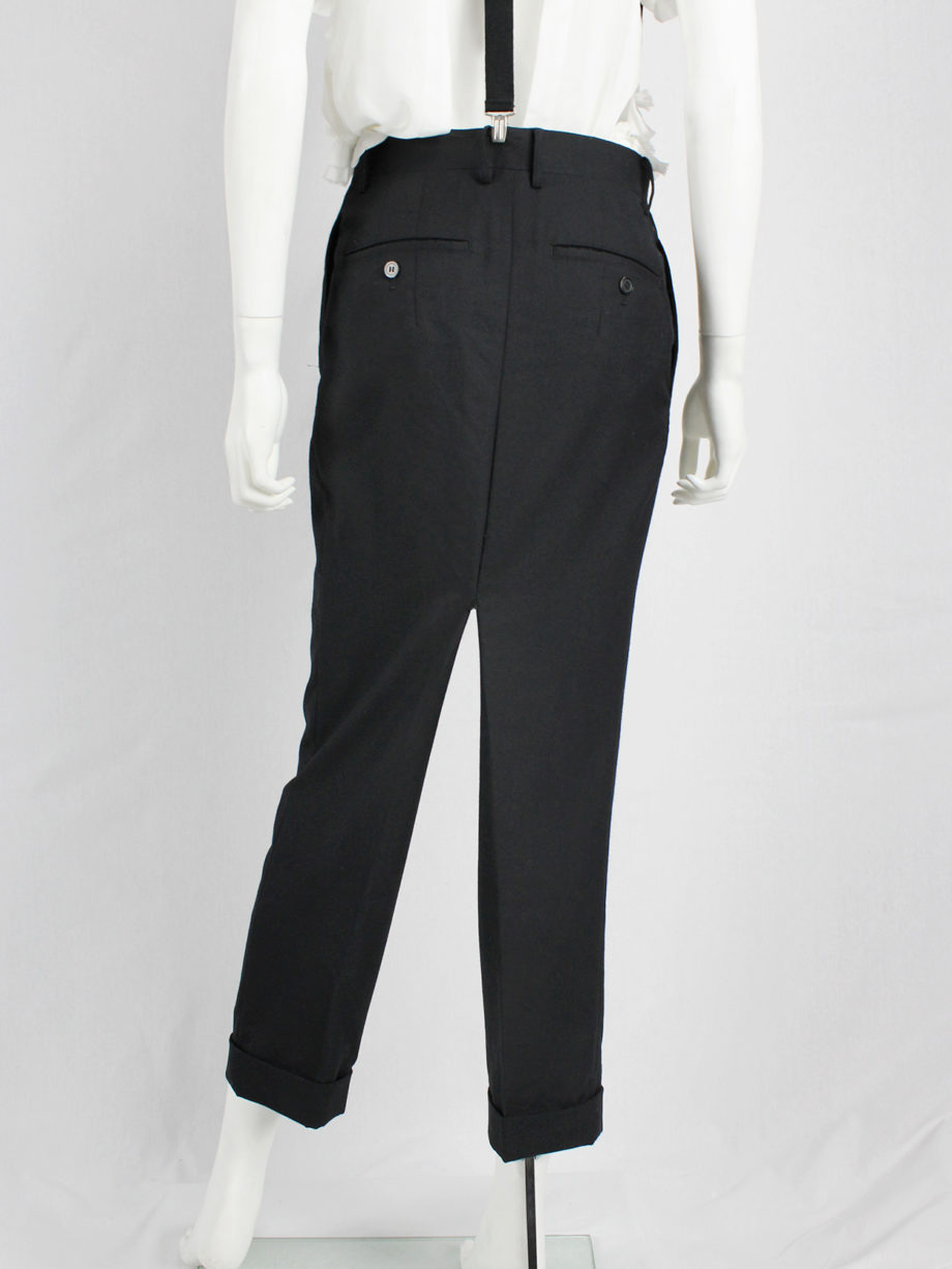Junya Watanabe black pleated harem trousers with suspenders fall 2012 (17)