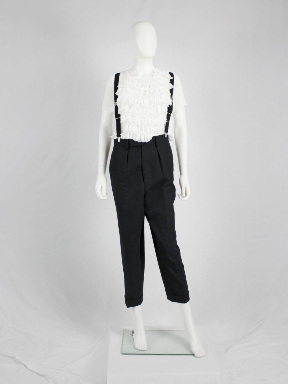 Junya Watanabe black pleated harem trousers with suspenders fall 2012 (7)
