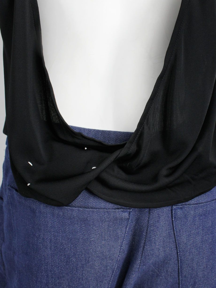 Maison Martin Margiela black backless top with blue scarf collar spring 2007 (8)