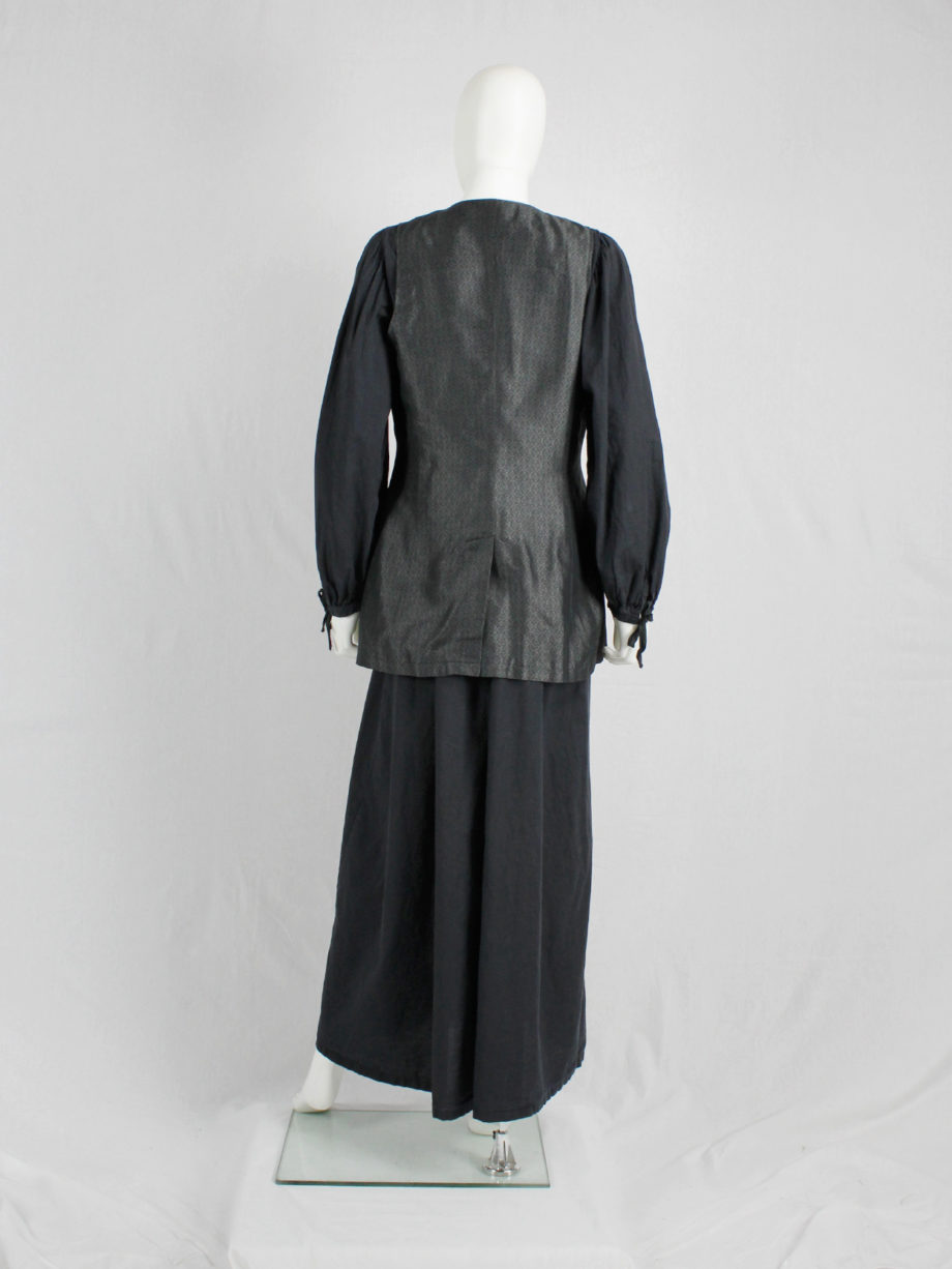 Dries Van Noten long brocade waistcoat in silver and black — 1980's - V ...