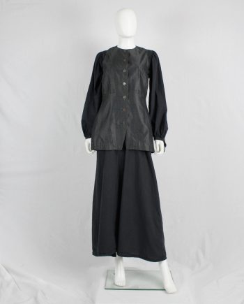 Dries Van Noten long brocade waistcoat in silver and black — 1980's