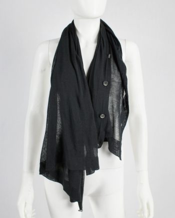 Ann Demeulemeester black convertible scarf with buttons