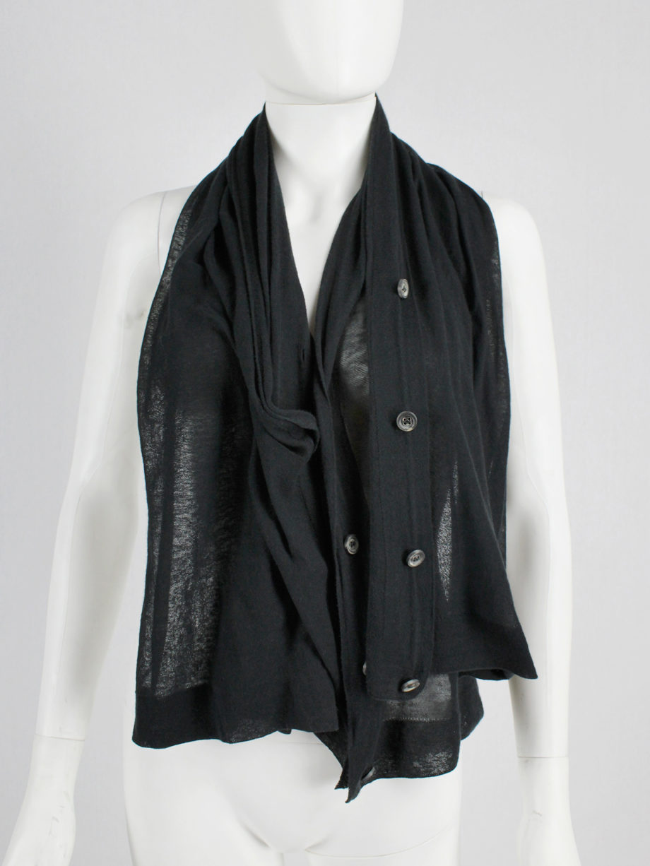 vaniitas Ann Demeulemeester black convertible scarf with buttons (4)