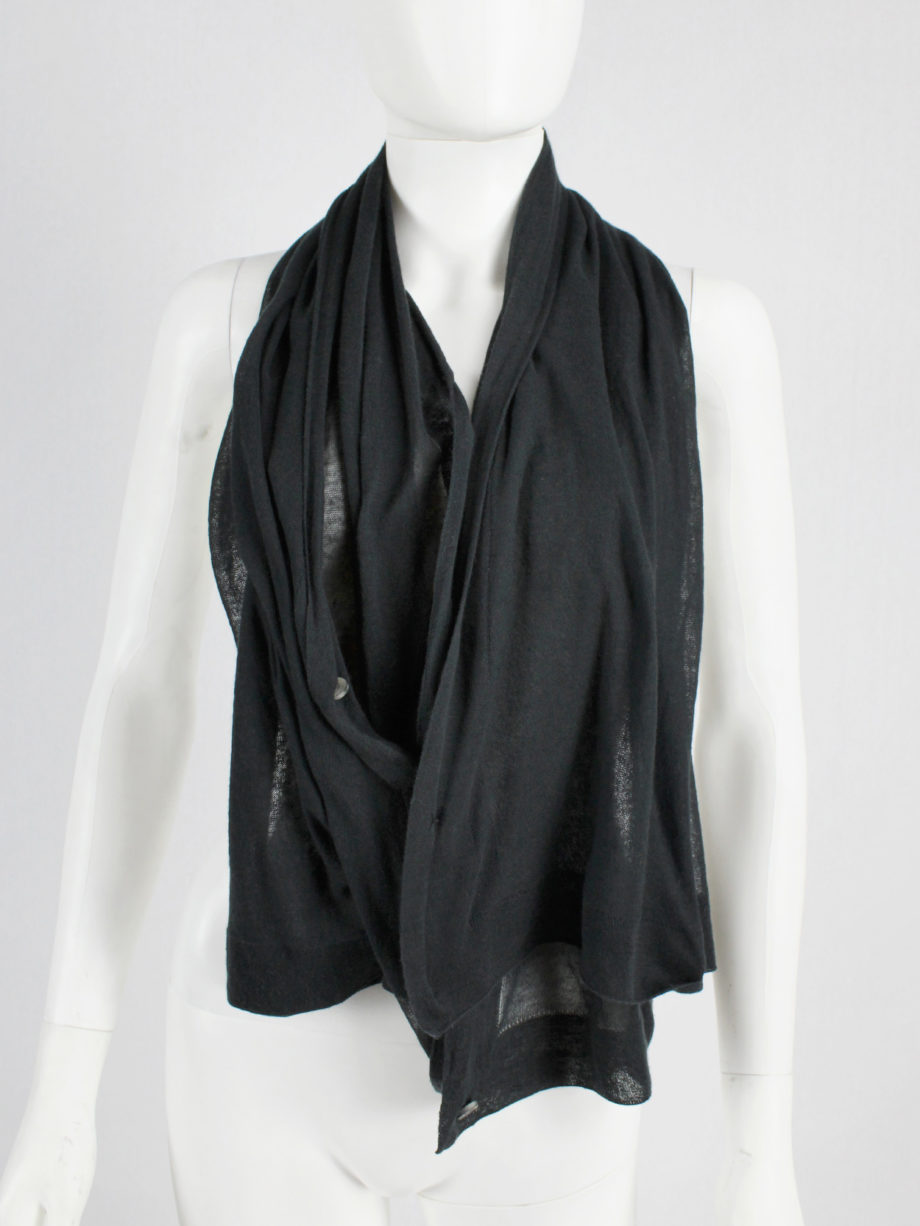 Ann Demeulemeester black convertible scarf with buttons