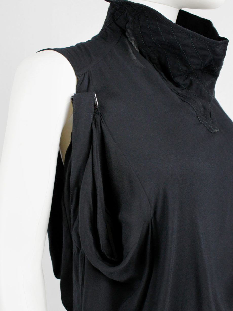 Ann Demeulemeester black dress with straps and stitched collar — spring 2011