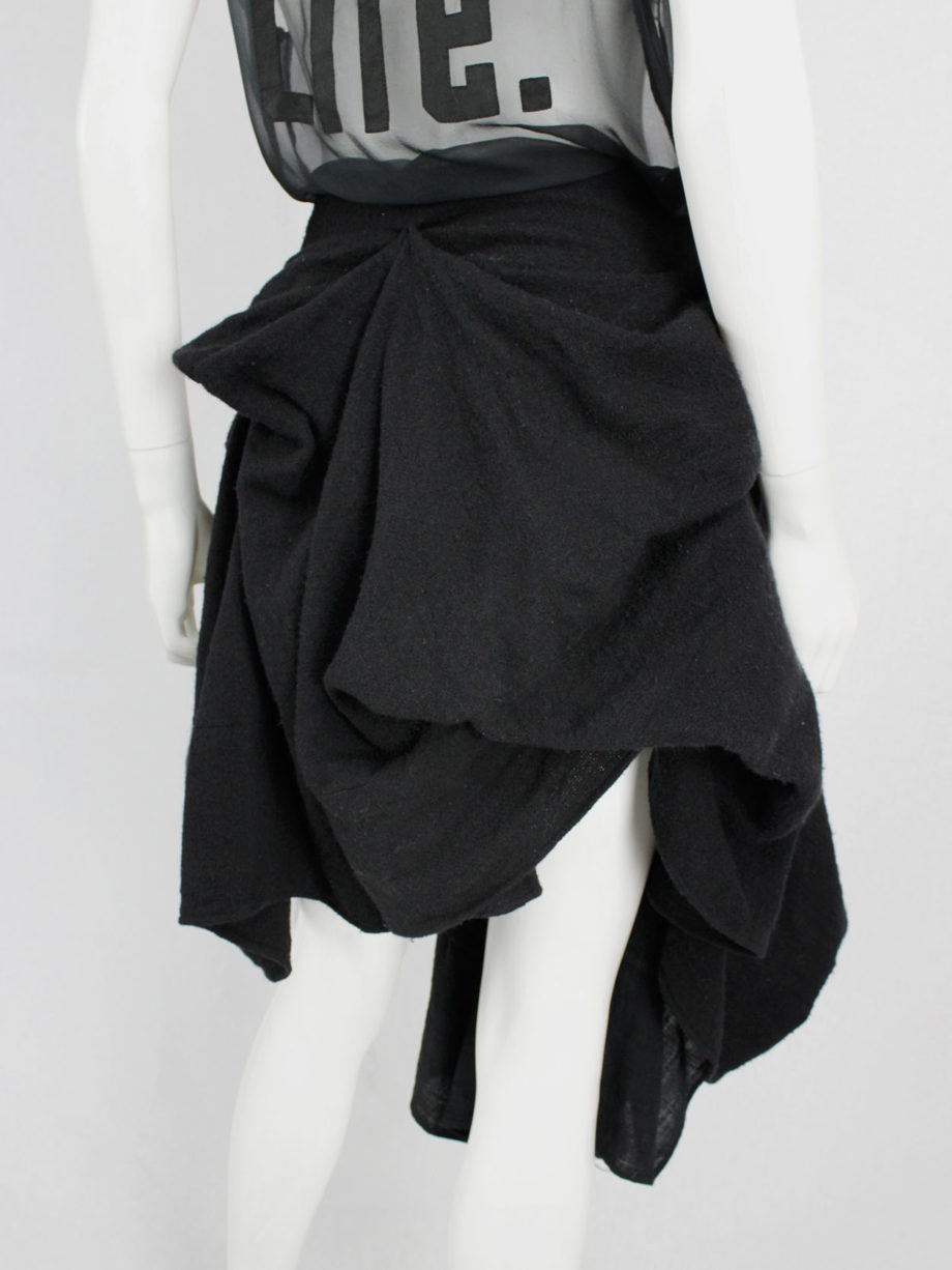 vaniitas Ann Demeulemeester black heavily gathered skirt with oversized braid fall 2005 (11)