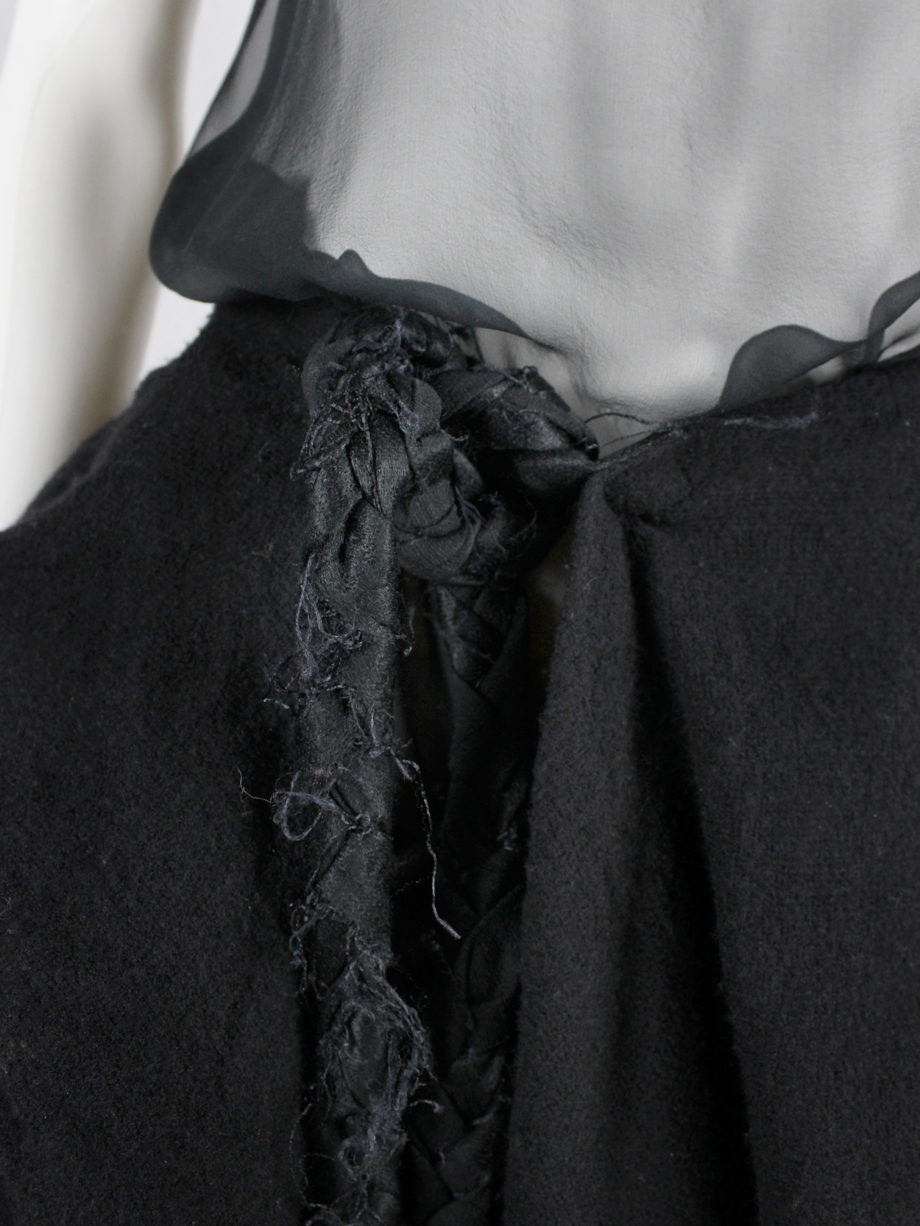 vaniitas Ann Demeulemeester black heavily gathered skirt with oversized braid fall 2005 (2)