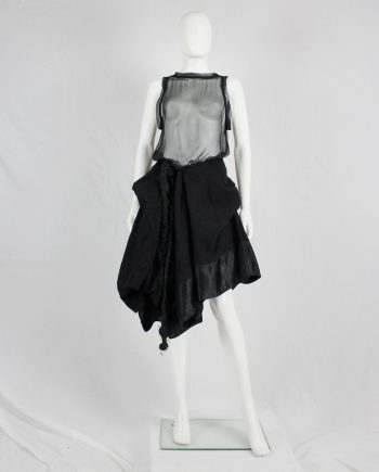 Ann Demeulemeester black heavily gathered skirt with oversized braid — fall 2005