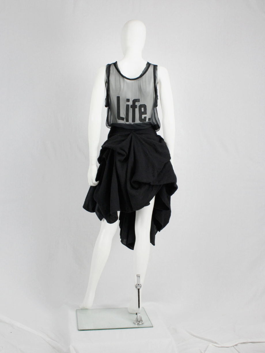 vaniitas Ann Demeulemeester black heavily gathered skirt with oversized braid fall 2005 (9)