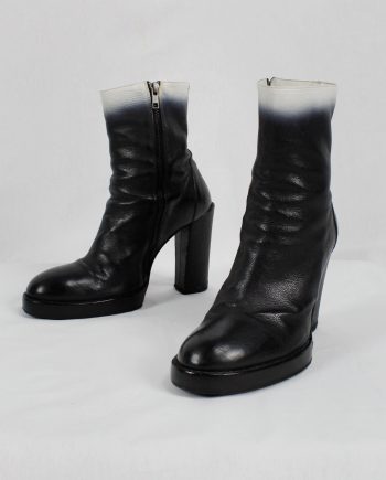 Ann Demeulemeester black platform boots with white ombre — fall 2012