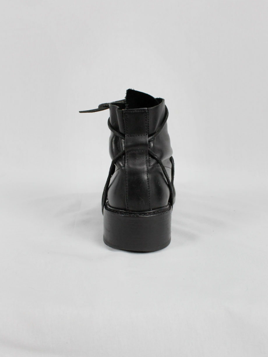vaniitas Dirk Bikkembergs black boots with flap and laces through the soles (14)