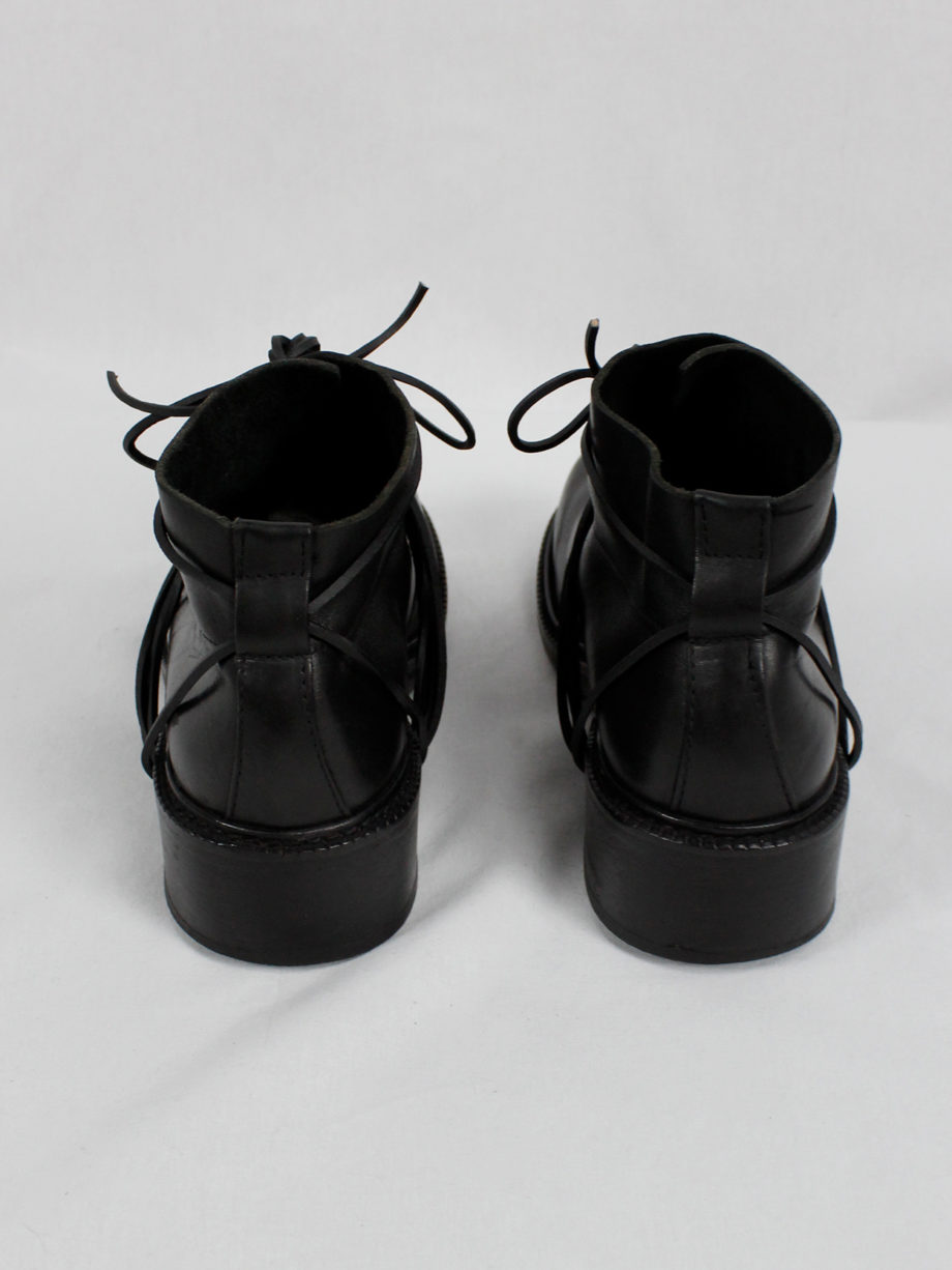 vaniitas Dirk Bikkembergs black boots with flap and laces through the soles fall 1994 (3)