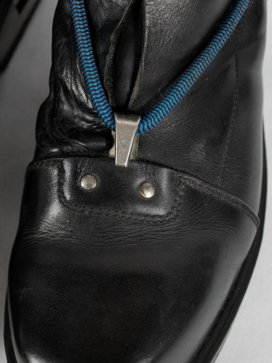 Dirk Bikkembergs black mountaineering boots with metal heel and elastics (46) — fall 1996