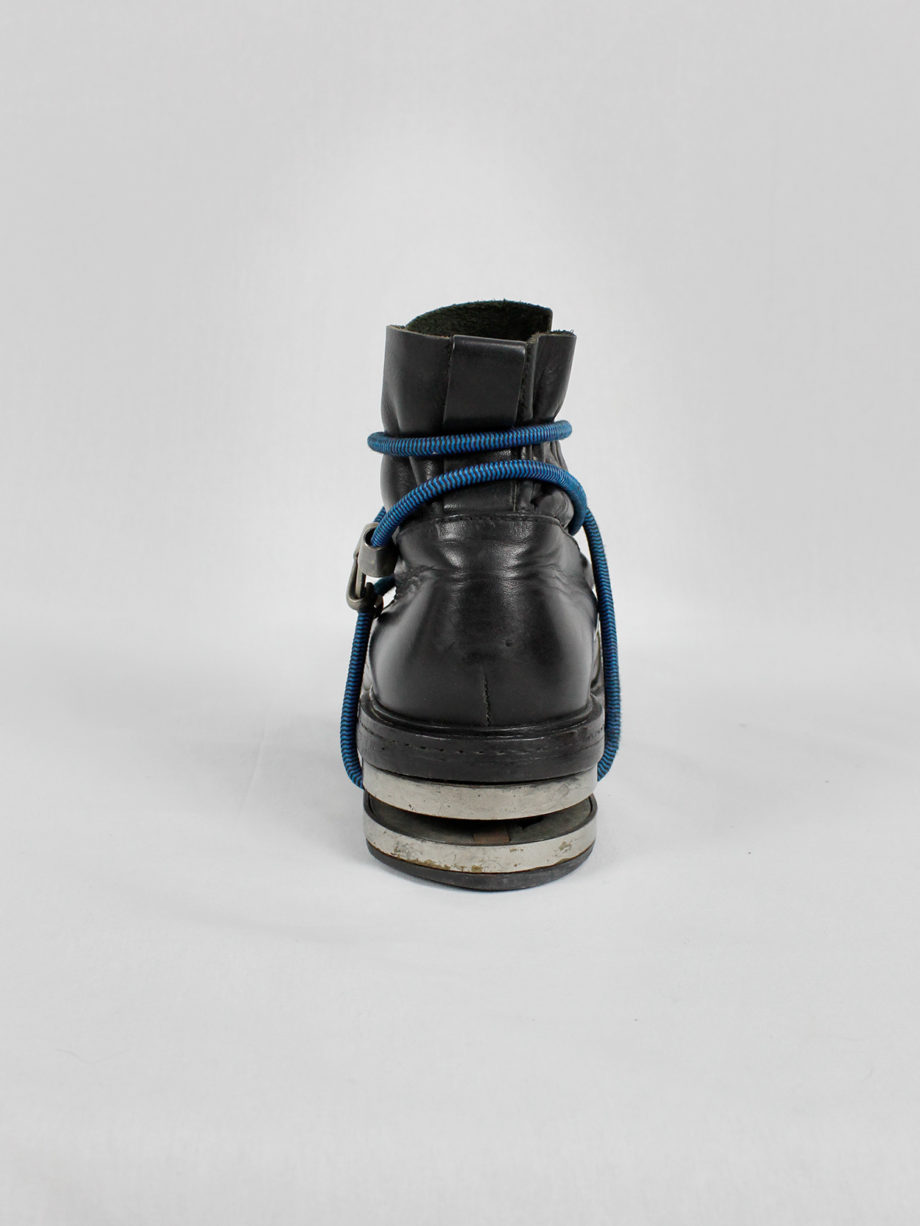 Dirk Bikkembergs black mountaineering boots with metal heel and elastics (46) — fall 1996