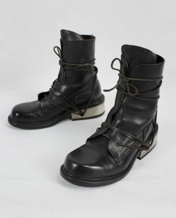 Dirk Bikkembergs black tall boots with laces through the metal heel (41) — mid 90's