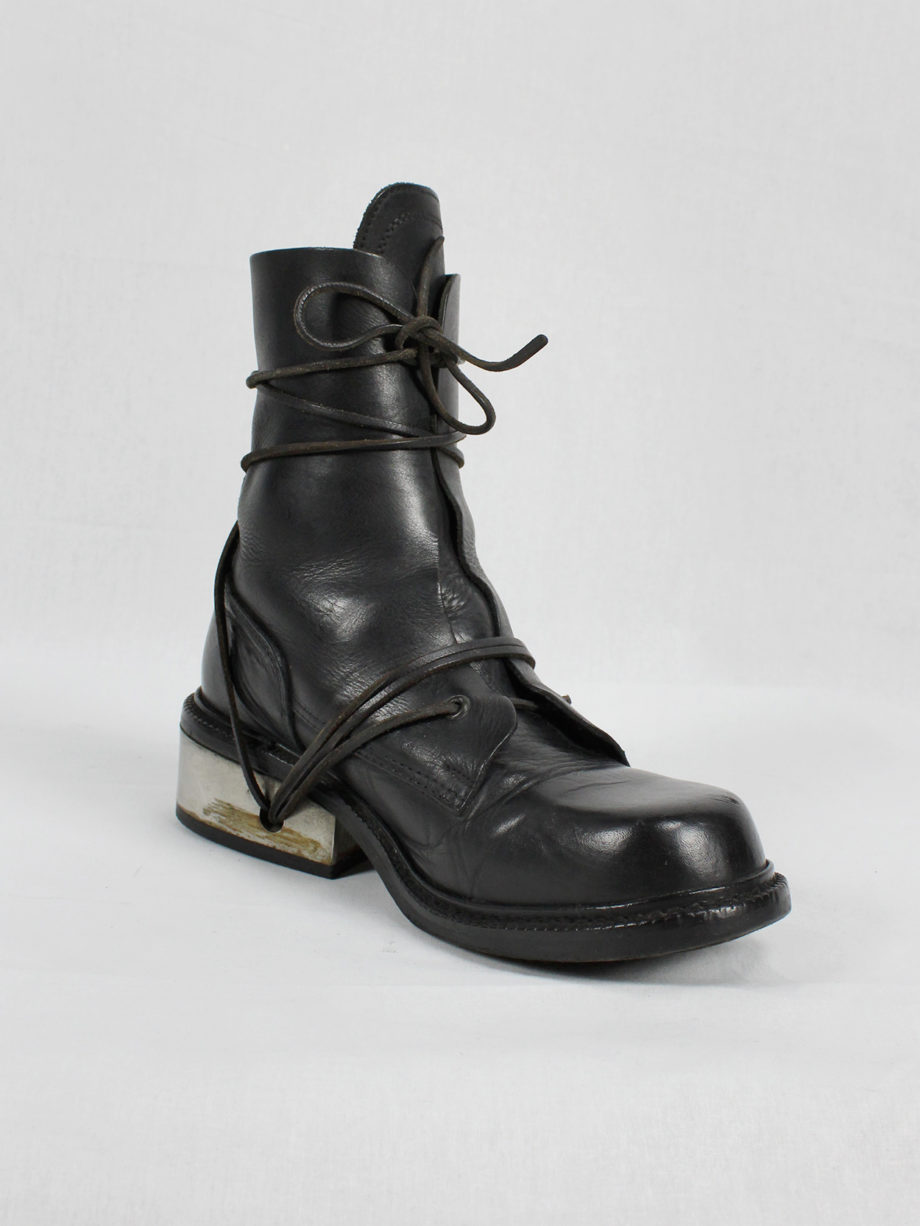 vaniitas Dirk Bikkembergs black tall boots with laces through the metal heel 90s (11)