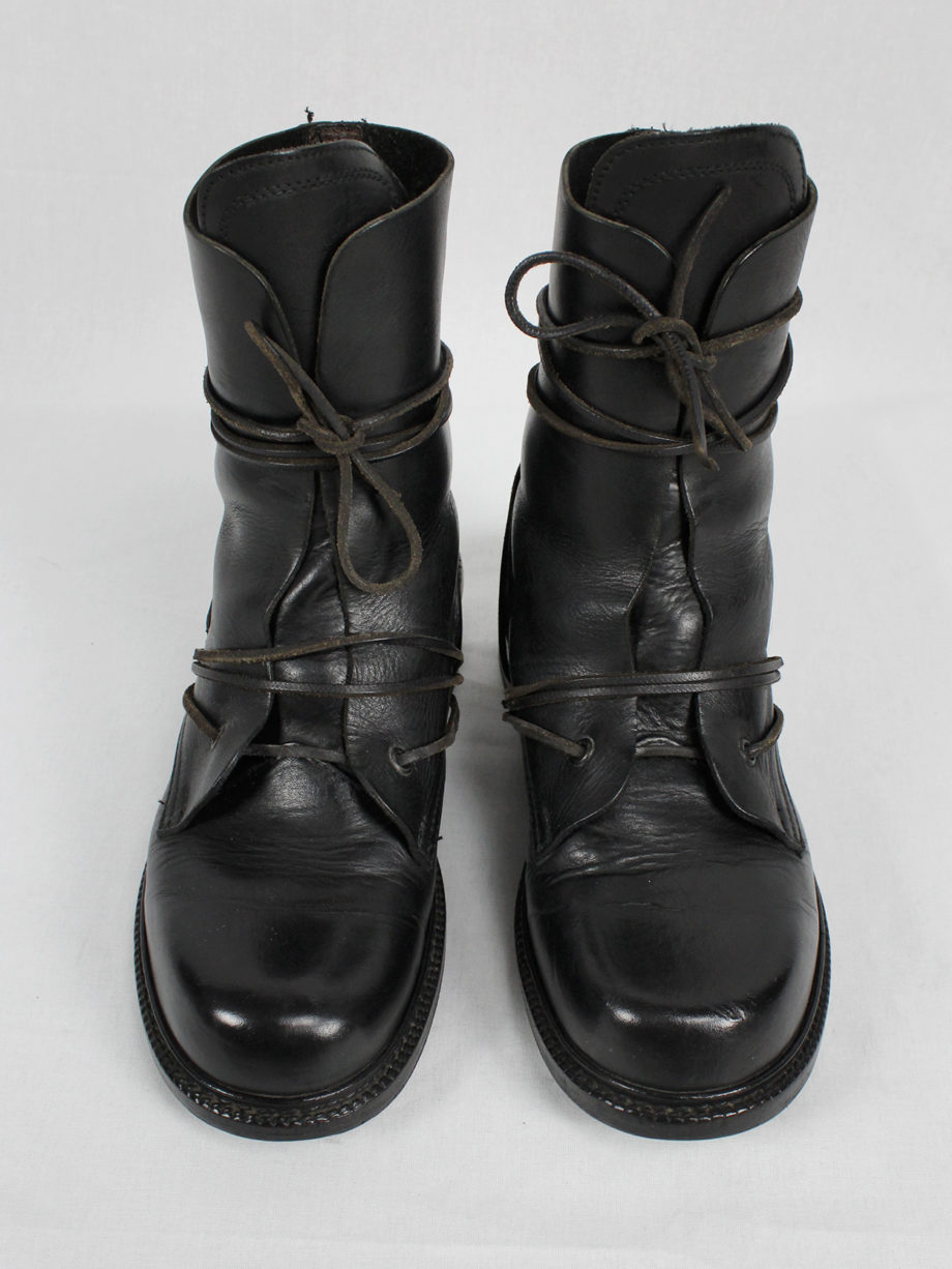vaniitas Dirk Bikkembergs black tall boots with laces through the metal heel 90s (2)
