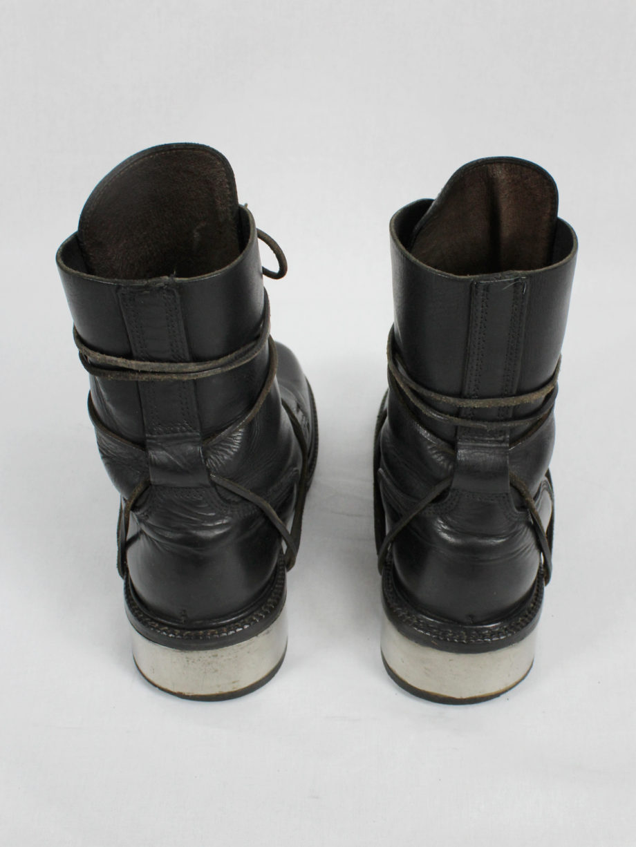 vaniitas Dirk Bikkembergs black tall boots with laces through the metal heel 90s (3)