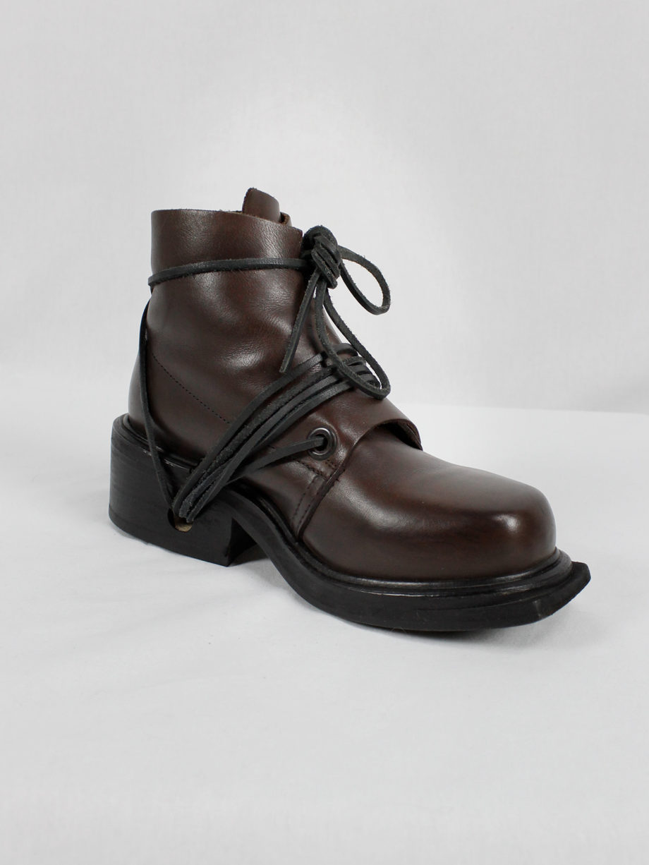 vaniitas Dirk Bikkembergs brown mountaineering boots with laces through the soles 1990s (2)