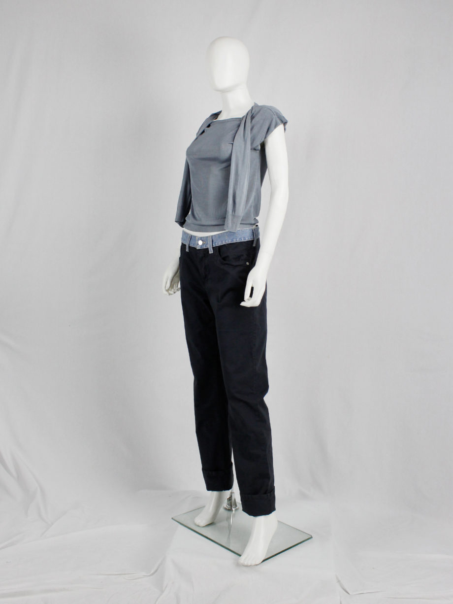 vaniitas Maison Martin Margiela blue jumper with the sleeves pulled inside out 1997 (3)