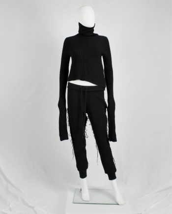 Y's Yohji Yamamoto black turleneck jumper with drooping side and extra long sleeves
