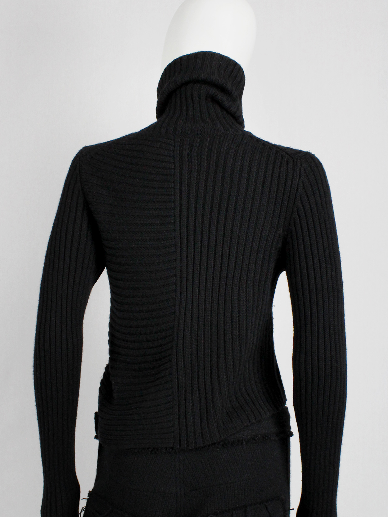 Y's Yohji Yamamoto black turleneck jumper with drooping side and extra ...
