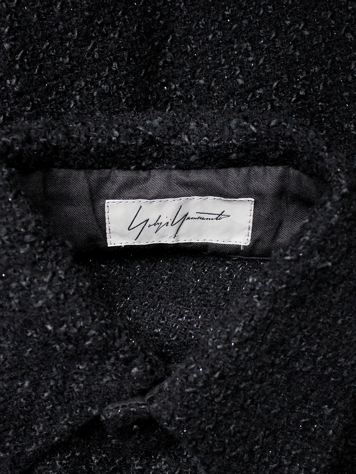 Yohji Yamamoto grey woven shirtdress with frayed panels - V A N II T A S