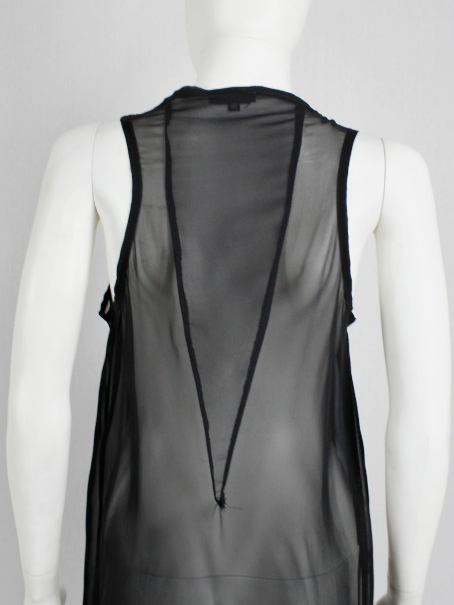 vintage Ann Demeulemeester black sheer draped top or maxi dress (11)