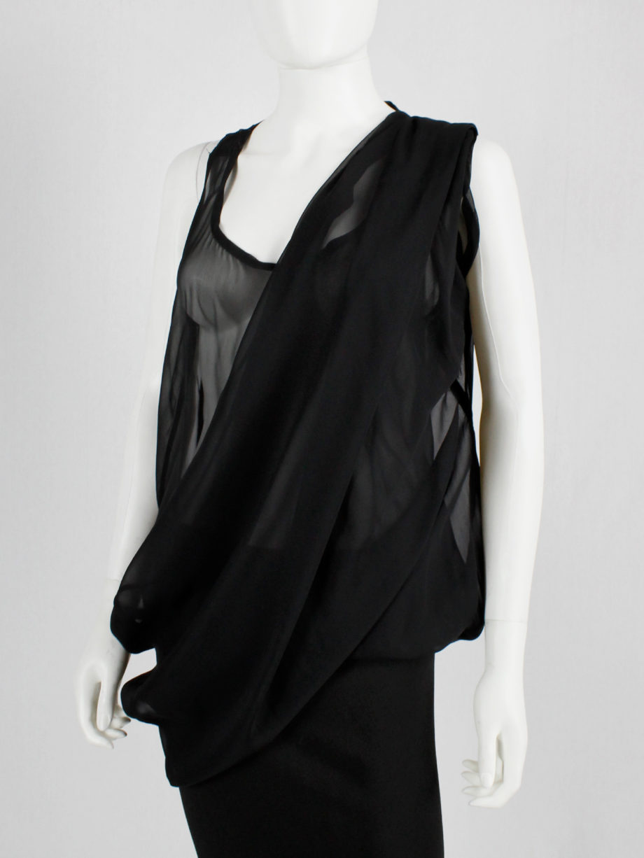 vintage Ann Demeulemeester black sheer draped top or maxi dress (17)